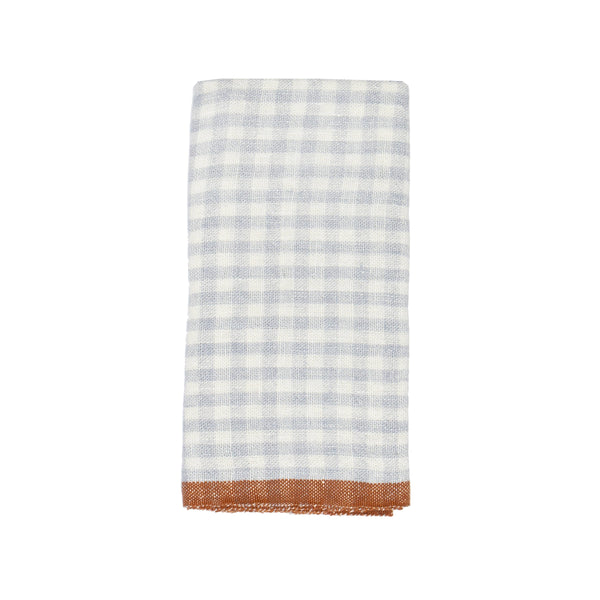 Two-Tone Gingham Blue/Cognac Tea Towels 20x30 - Set of 2 - Bodega Nantucket