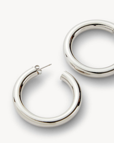 1.5" Perfect Hoops in Silver - Bodega Nantucket