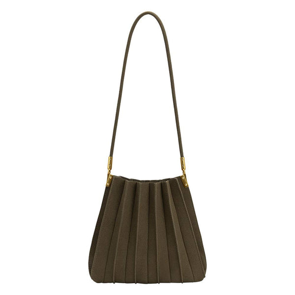 Carrie Olive Vegan Suede Shoulder Bag