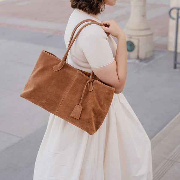 Irene Chocolate Vegan Suede Shoulder Bag
