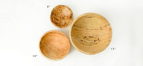 13" SPALTED MAPLE ROUND BOWL - Bodega Nantucket