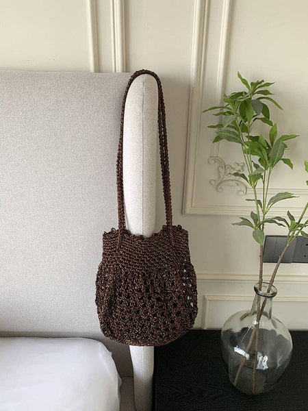 Stylish Solid Color Hollow Handmade Underarm Bag MK2BW6W10BBG359