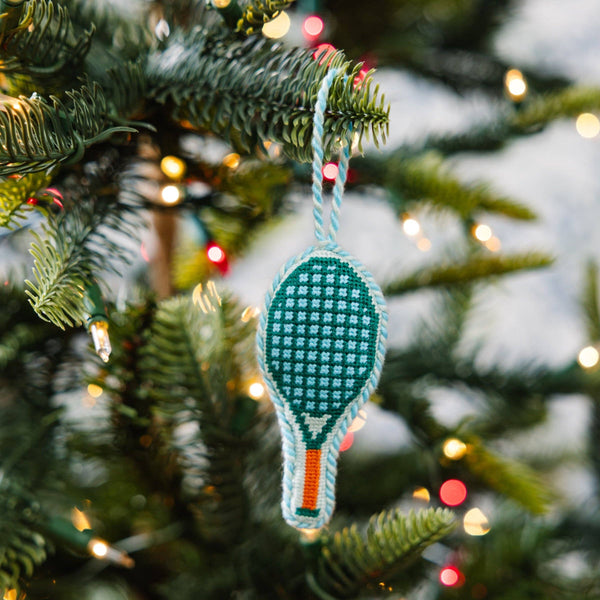 Needlepoint Icon Ornament - Tennis Racket - Bodega Nantucket