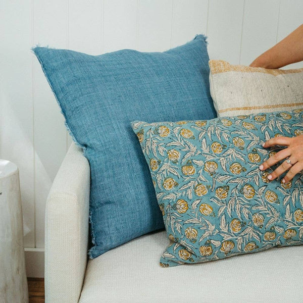 24x24 Lina Linen Pillow Arctic Blue - Bodega Nantucket