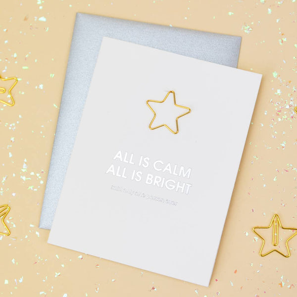 All is Calm Christmas Greeting Card with Star Paper Clip - Bodega Nantucket