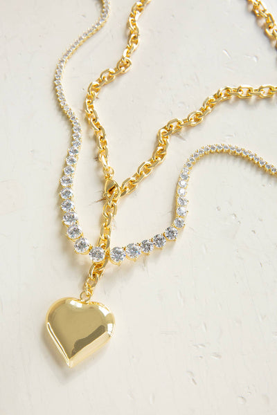 Large hollow heart charm necklace - Bodega Nantucket