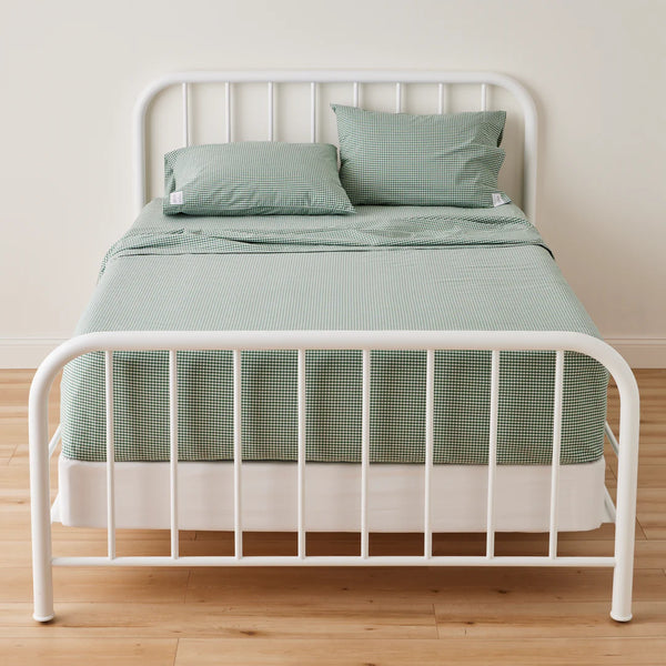 Gingham Percale Sheet Set Juniper - Bodega Nantucket