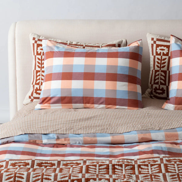 Woven Plaid Shams Berry - Bodega Nantucket