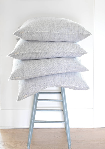 24x24 Lina Linen Pillow Navy Stripe - Bodega Nantucket