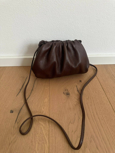 TANIA small - Genuine leather: Chocolate brown