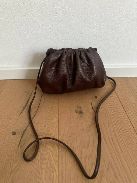 TANIA small - Genuine leather: Chocolate brown