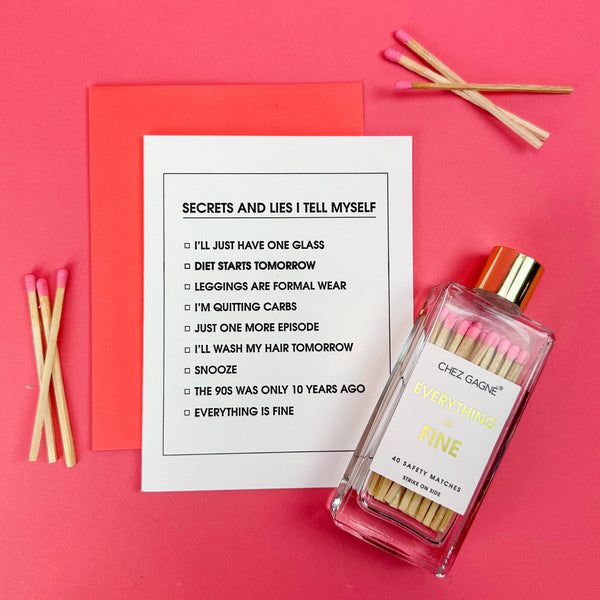 Secrets and Lies Checklist Letterpress Greeting Card - Bodega Nantucket