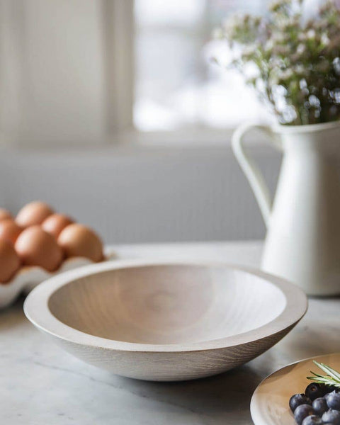 13" WHITE PEARL OAK ROUND BOWL - Bodega Nantucket
