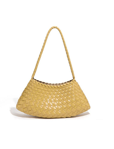 Vintage Woven Solid Color Underarm Bag Handbag