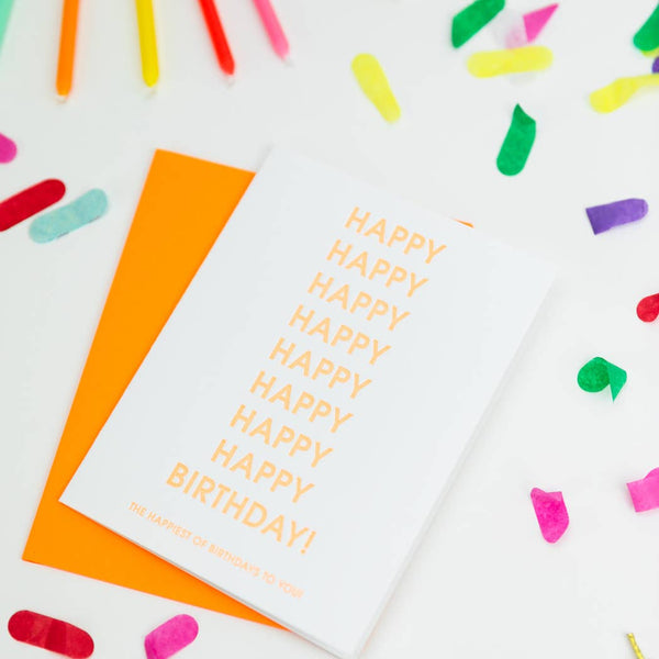 Happiest of Birthdays Letterpress Greeting Card - Bodega Nantucket