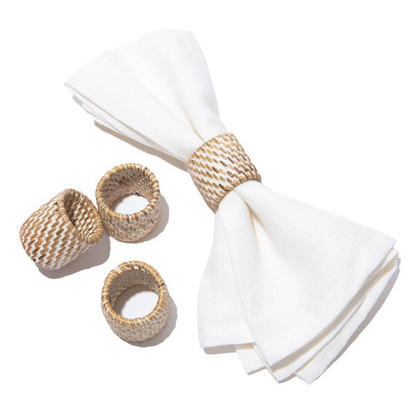 Everyday Whitewash Napkin Ring  - Set of 4