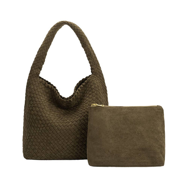 Johanna Pine Suede Recycled Vegan Shoulder Bag - Bodega Nantucket