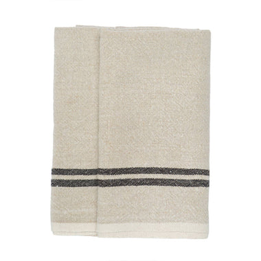 Vintage Linen Natural/Black Towels 20x30 - Set of 2 - Bodega Nantucket