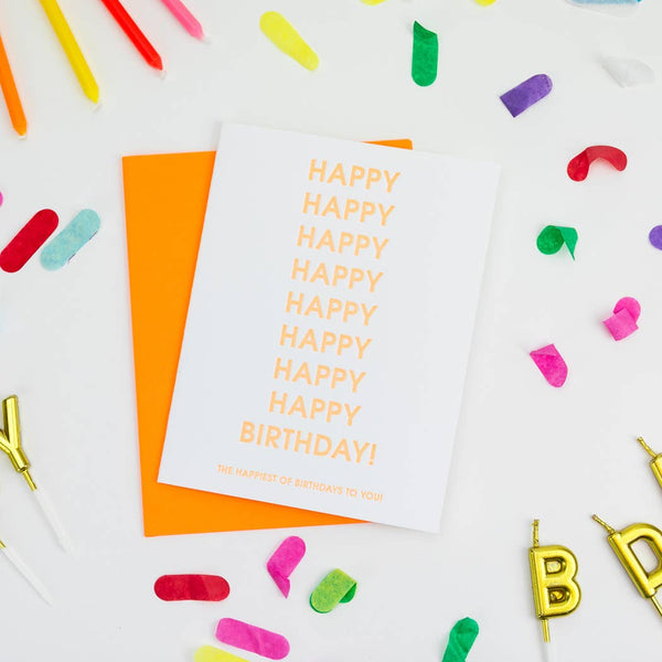 Happiest of Birthdays Letterpress Greeting Card - Bodega Nantucket