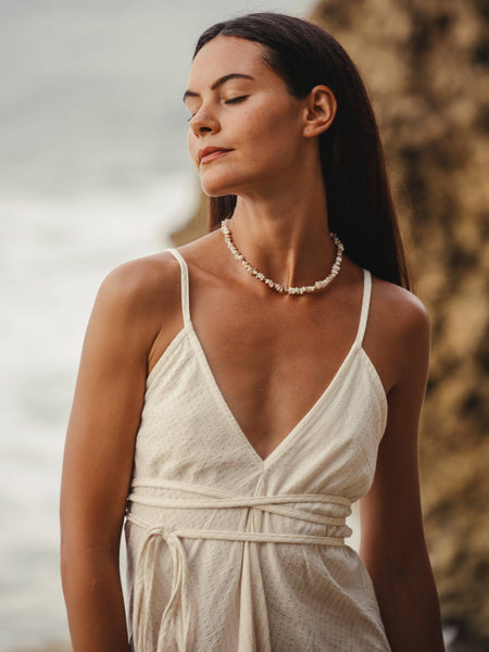 Sage Maxi Dress - Natural With Gold Stripes - Bodega Nantucket