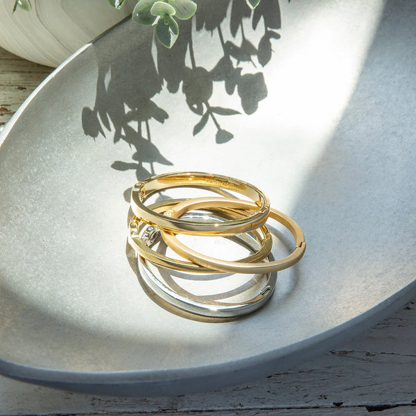 Shiny Silver 3mm Wide Flat Bangle - Bodega Nantucket