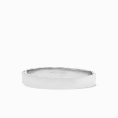 Shiny Silver 10mm Wide Flat Bangle - Bodega Nantucket
