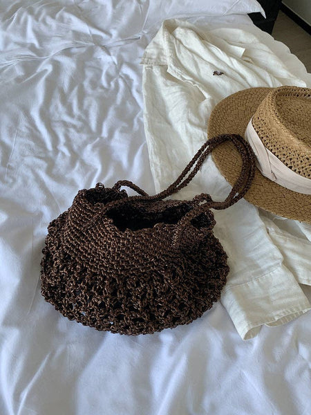 Stylish Solid Color Hollow Handmade Underarm Bag MK2BW6W10BBG359