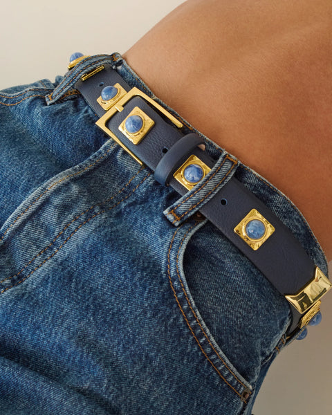 No 2 Belt Navy Studded - Bodega Nantucket