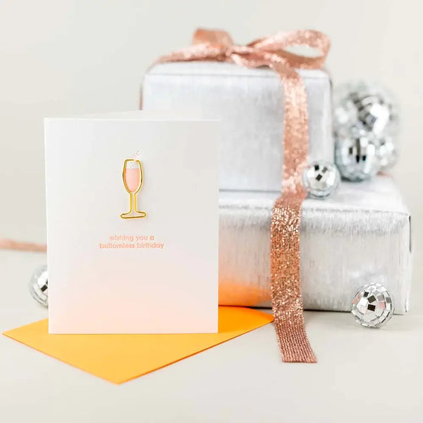 Wishing You a Bottomless Birthday - Champagne Paperclip Card - Bodega Nantucket