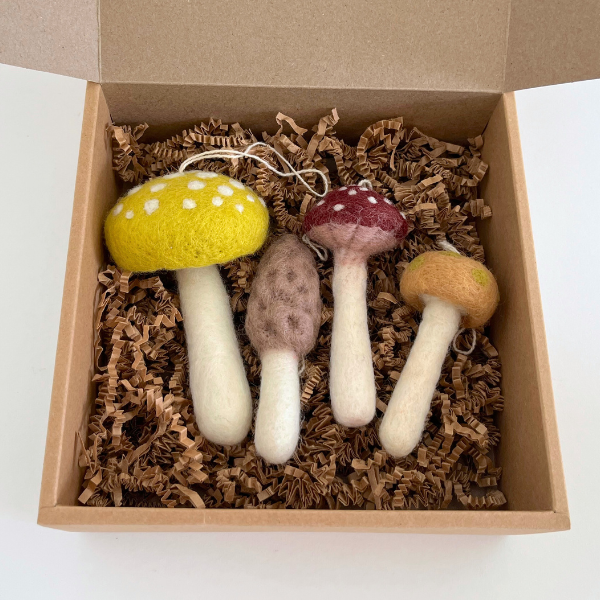 Felted Wool Mushroom Ornament Set - Bodega Nantucket