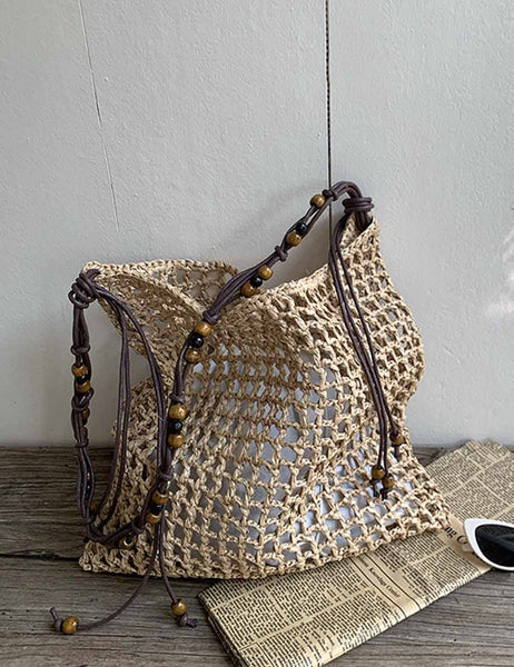 Vintage Beaded Large Capacity Hollow Tote Bag 8CW6BBG04