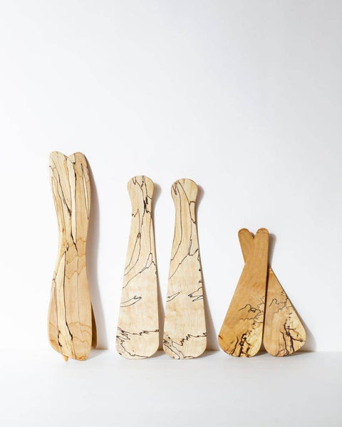 SMALL SPALTED MAPLE SALAD TOSSERS (9" PAIR) - Bodega Nantucket