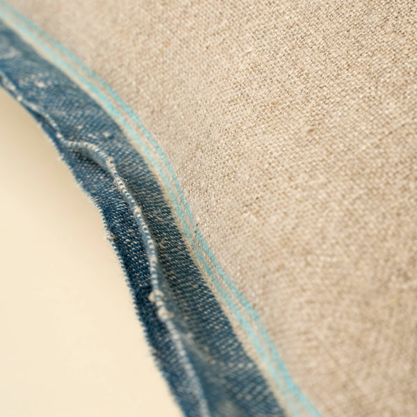 20x20 Selvage Linen Pillow, Denim - Bodega Nantucket