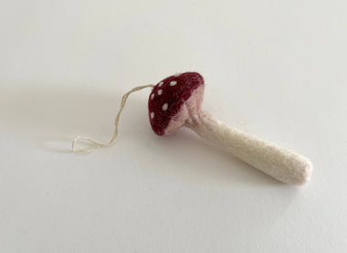 Felted Wool Mushroom Ornament - Plum - Bodega Nantucket