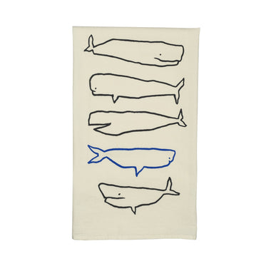 Whale species tea towel