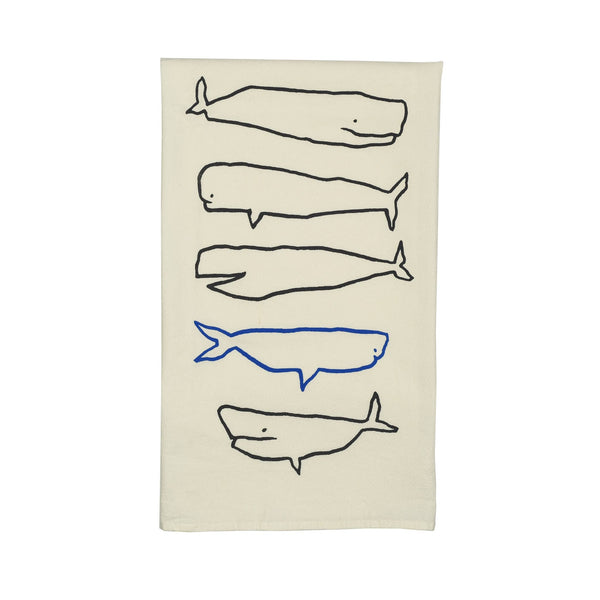 Whale species tea towel