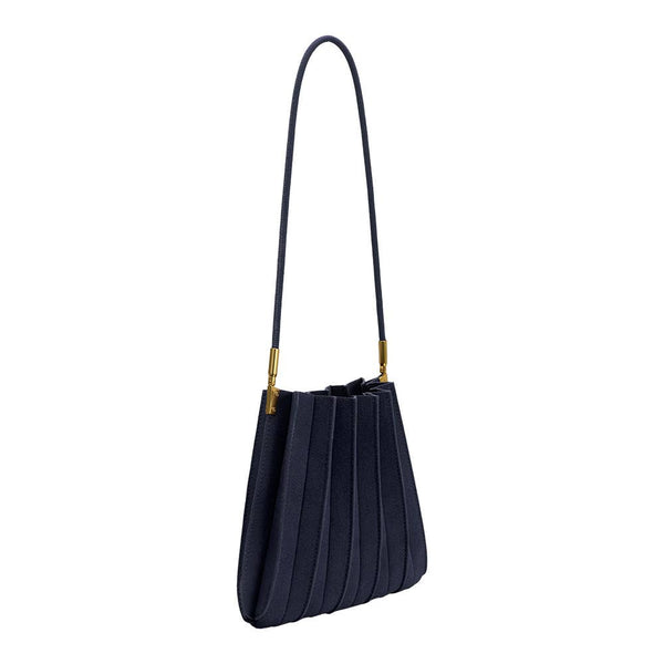 Carrie Navy Vegan Suede Shoulder Bag
