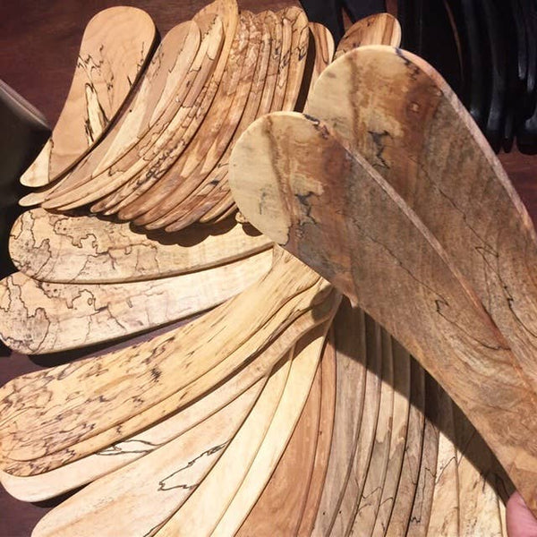 SMALL SPALTED MAPLE SALAD TOSSERS (9" PAIR) - Bodega Nantucket