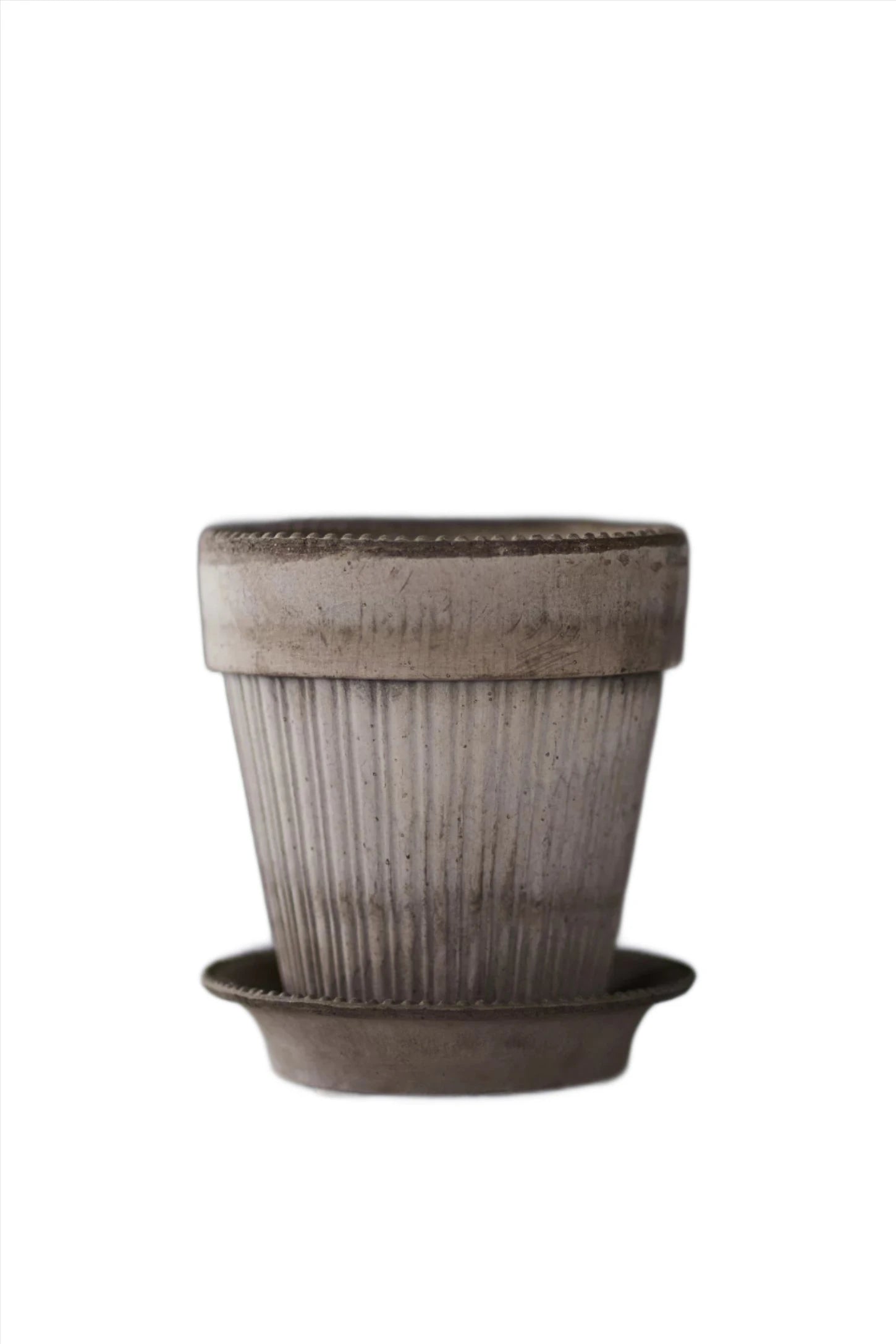 grey ceramic plant pot Simona Pot and Saucer, Grey– Bodega Nantucket