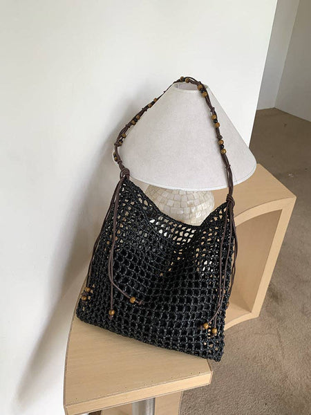 Vintage Beaded Large Capacity Hollow Tote Bag 8CW6BBG04