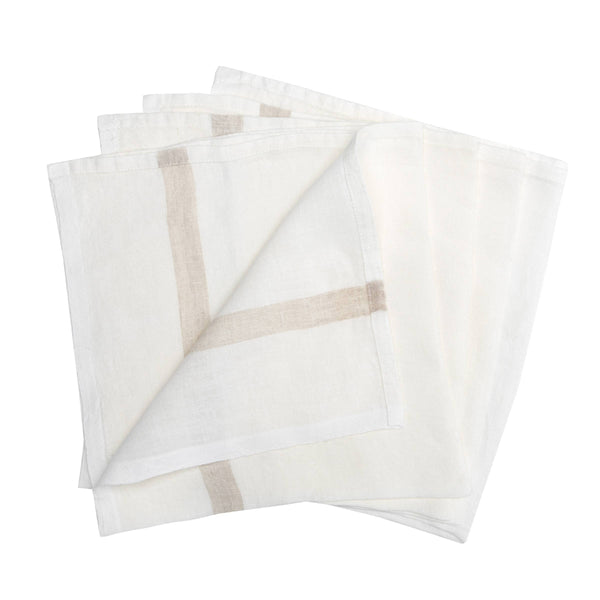 Laundered Linen White/Natural Napkins 20x20 - Set of 4