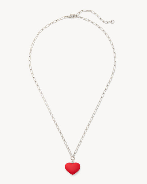 Mini Heart Pendant Necklace in Ruby