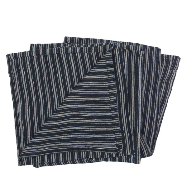Boat Stripe Linen Indigo & White Napkins 20x20 - Set of 4