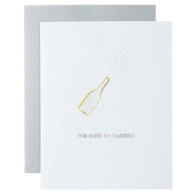 This Calls for Bubbly Paper Clip Letterpress Greeting Card - Bodega Nantucket