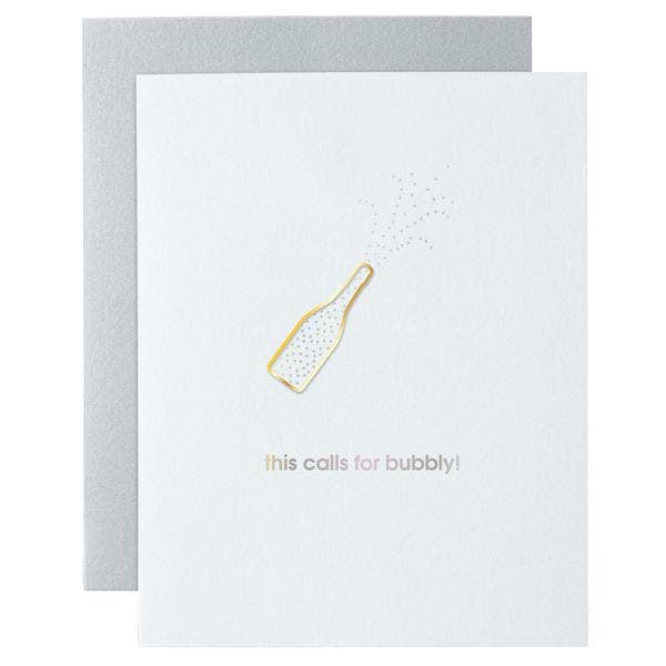 This Calls for Bubbly Paper Clip Letterpress Greeting Card - Bodega Nantucket