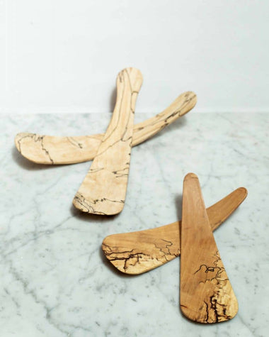 SMALL SPALTED MAPLE SALAD TOSSERS (9" PAIR) - Bodega Nantucket