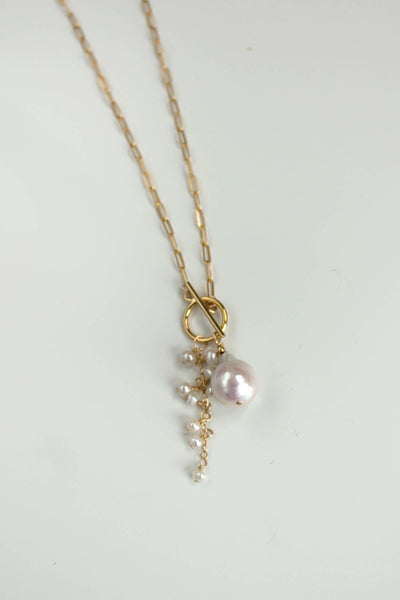 Opalescent Pearl Cluster Toggle Necklace - Bodega Nantucket