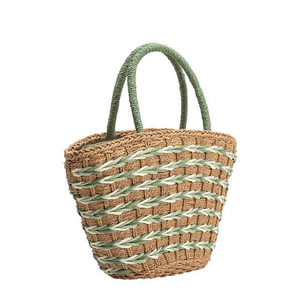 Lisbon Sage Straw Vegan Tote Bag
