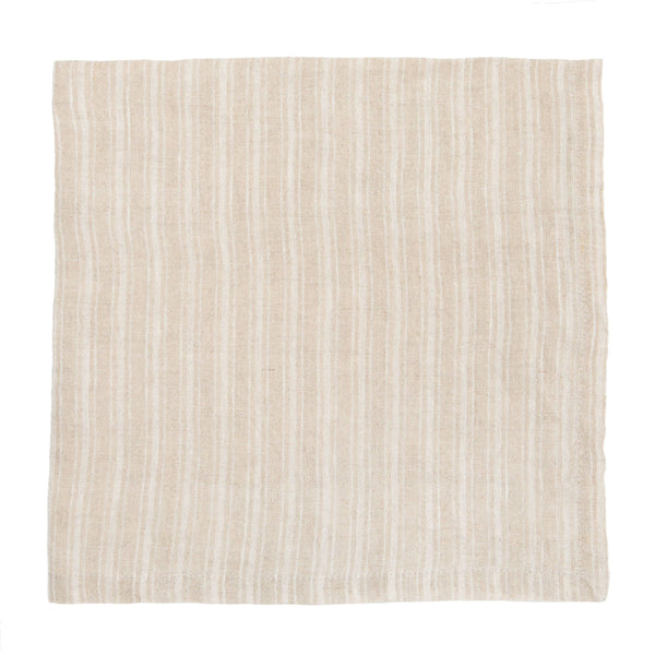 Boat Stripe Linen Natural & White Napkins 20x20 - Set of 4 - Bodega Nantucket