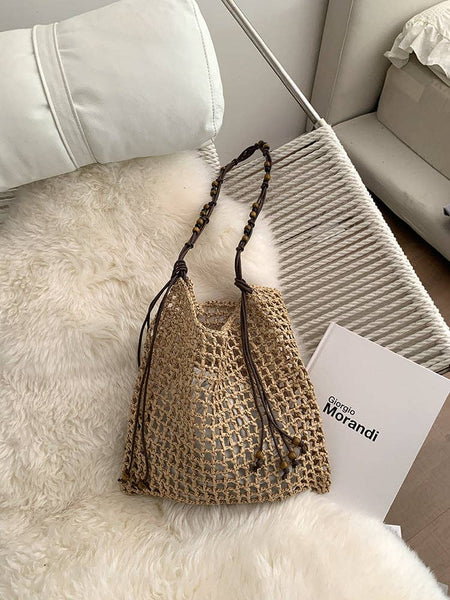 Vintage Beaded Large Capacity Hollow Tote Bag 8CW6BBG04
